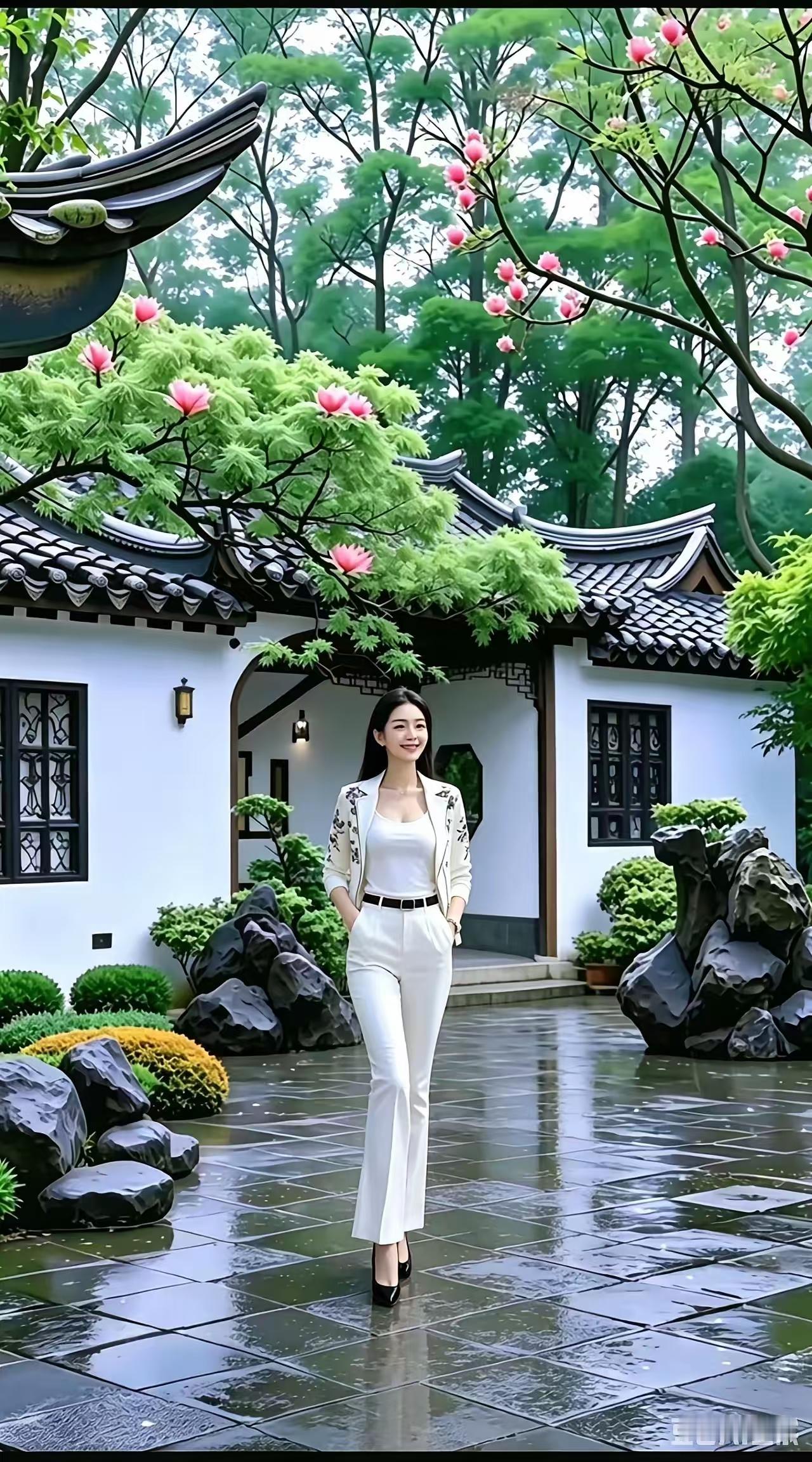 捣练子·雅居佳人庭院净，小楼新，秀目含春气质淳。静守尘间无俗扰，安然度日