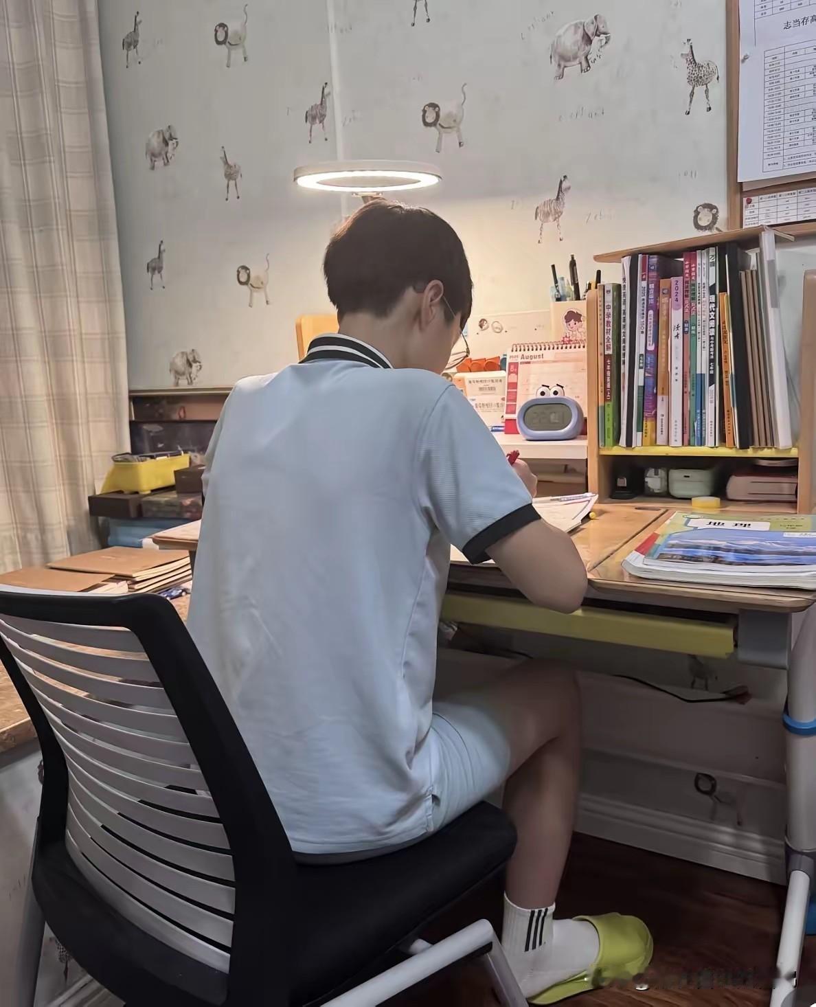 我儿子五年级的时候，我老公去世了。平时这孩子学习成绩还不错，班级里十名左右。等