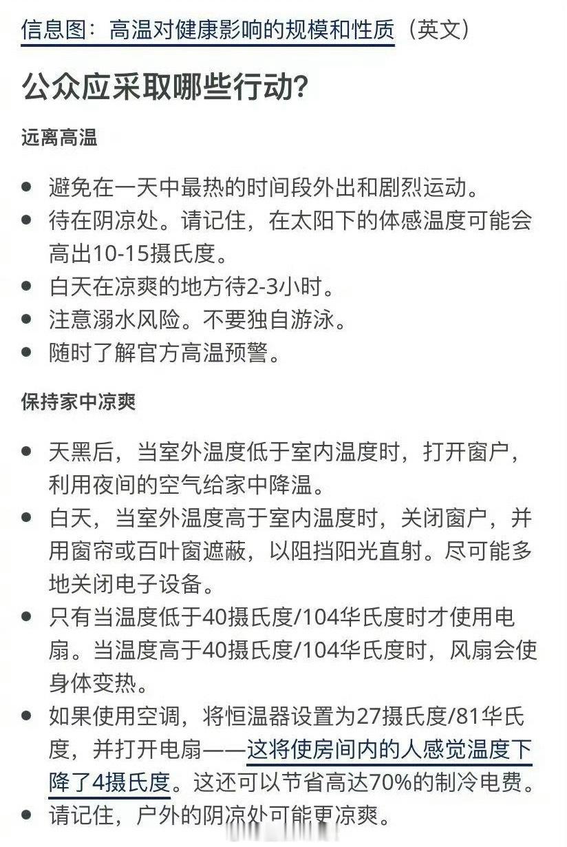 世卫建议空调设27度并开电扇这将使房间内的人感觉温度下降4摄氏度。这还可以节省高