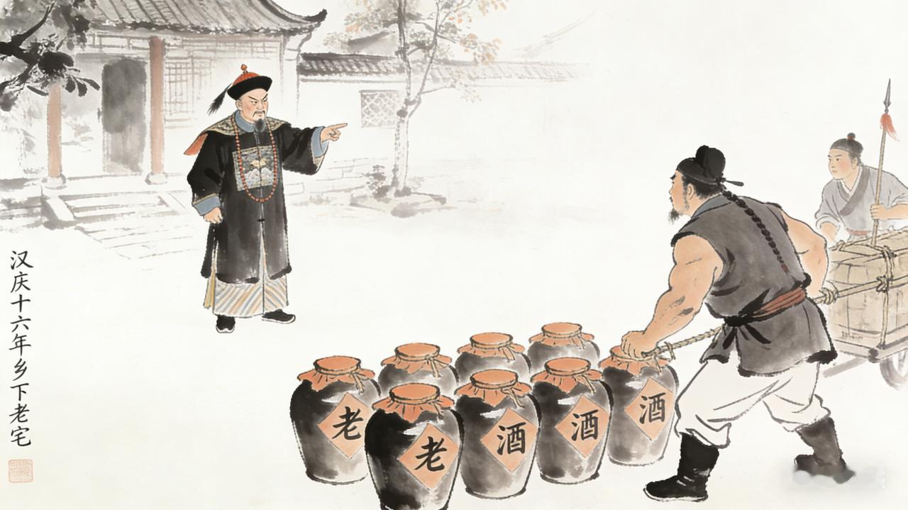 嘉庆十六年秋，汉阳有个贪赃枉法的知县，把捞取来的银子封存在十个酒坛子里，并指派一