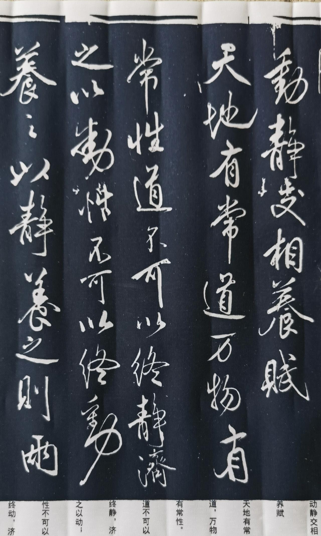 前两天，在平台上买了一幅米芾《静动交养赋》布底喷绘帖。个人以为，反映米芾的基本