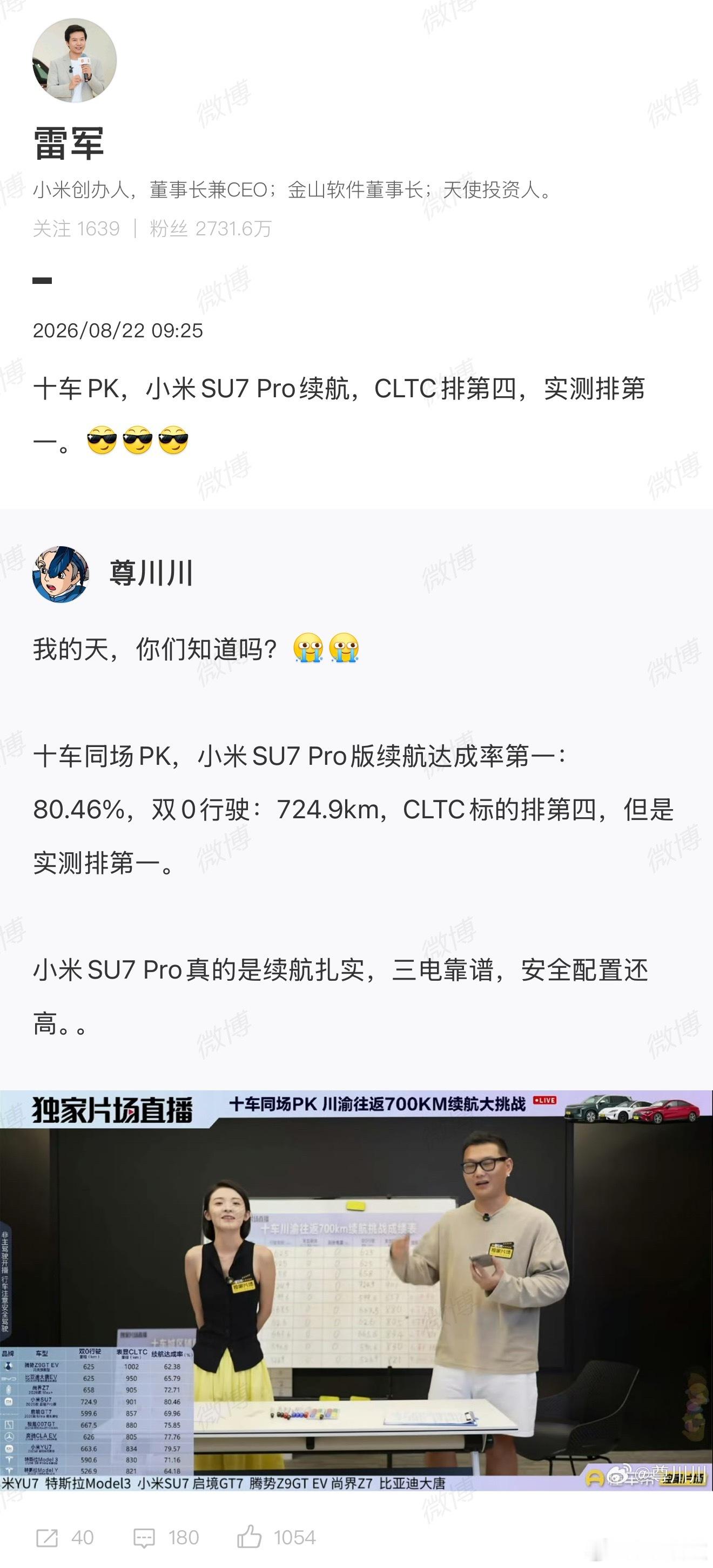 刷到川渝往返700km的十车续航实测结果，还挺有感触的。小米SU7Pro官方C