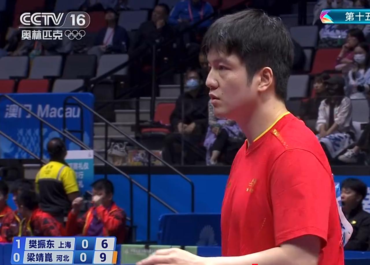 坏了，樊振东要爆冷吗？梁靖崑杀疯了。不过开始笑死了我了，梁靖崑被小胖一个反