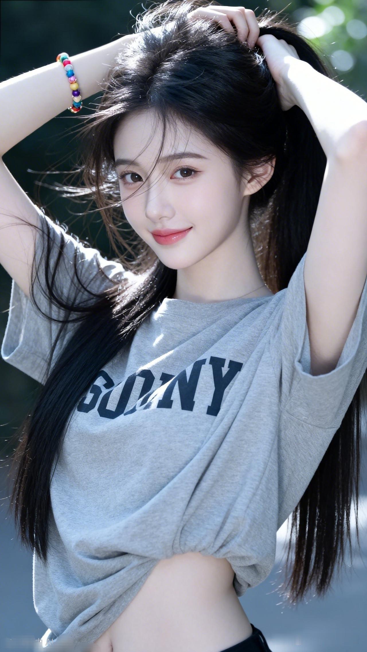 元气少女，青春洋溢，SonyT恤，活力满满！🌞💖