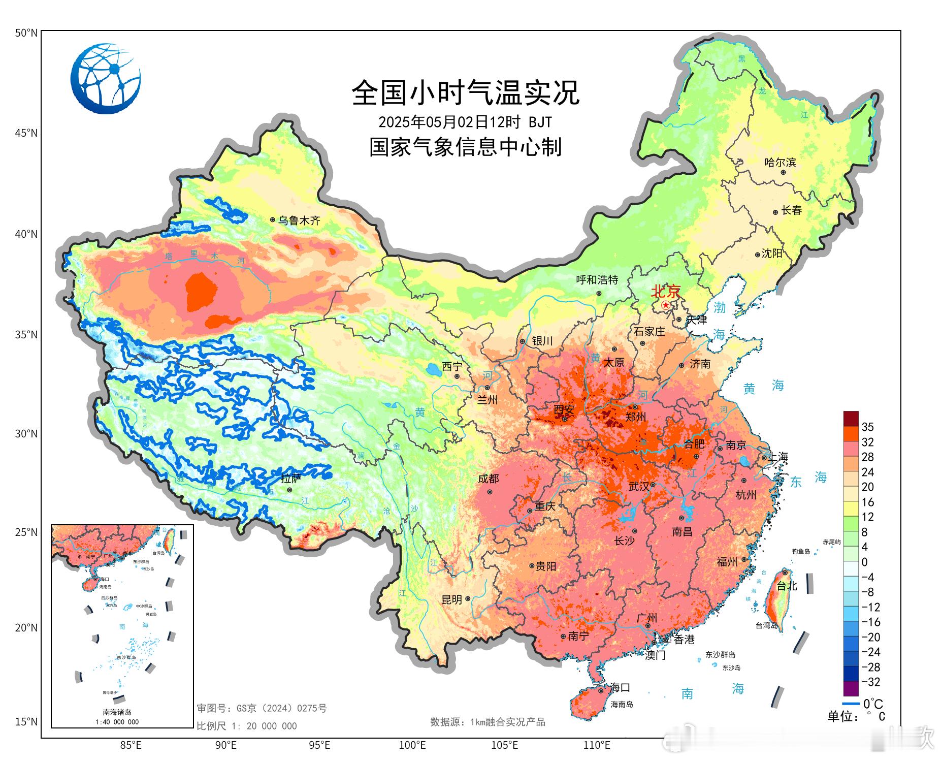 【干热型高温】今天截至12时最高，陕西湖北河南已经有6个站点跃上35℃高温线。从
