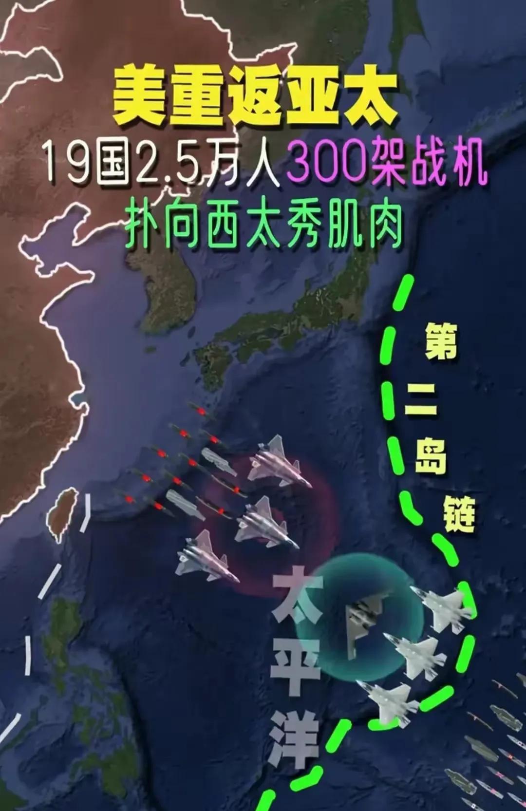 美国这次搞的“部队重返太平洋”军演，纠集了19个国家、出动3.5万人、近300架