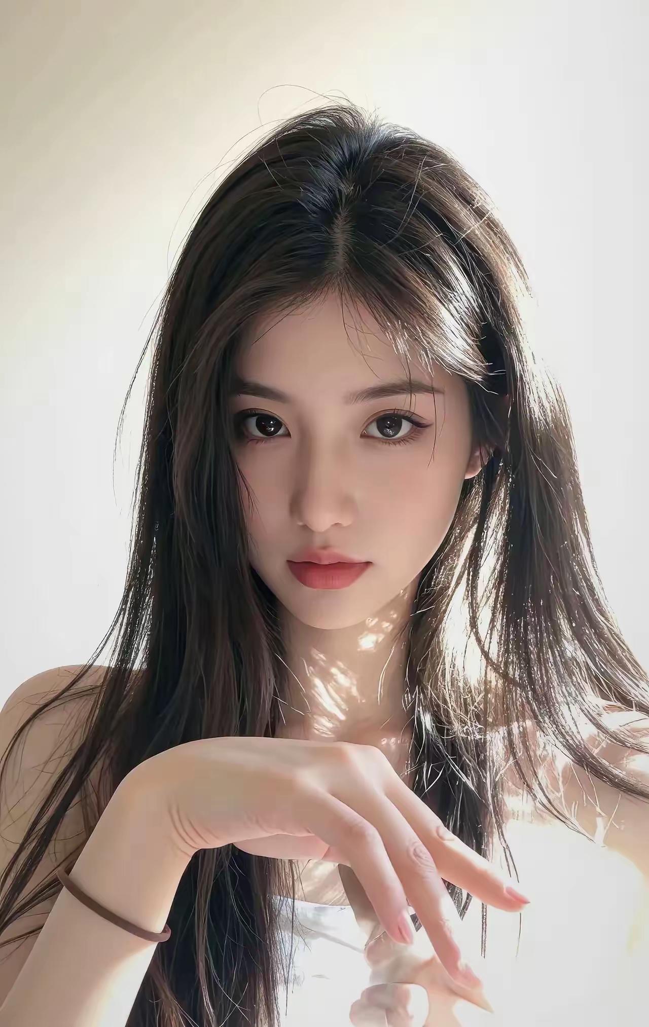 阳光洒在她的长发上，显得格外温柔。温婉长发少女温柔长发少女美少女感长发