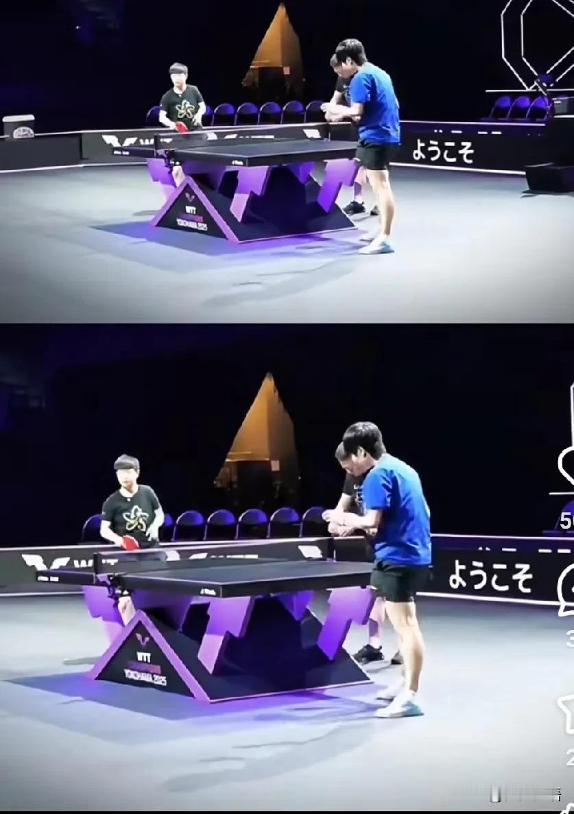 莎莎已经开始练上削球了。上午男队在主场馆进行适应训练，下午看到莎莎也来主场馆训