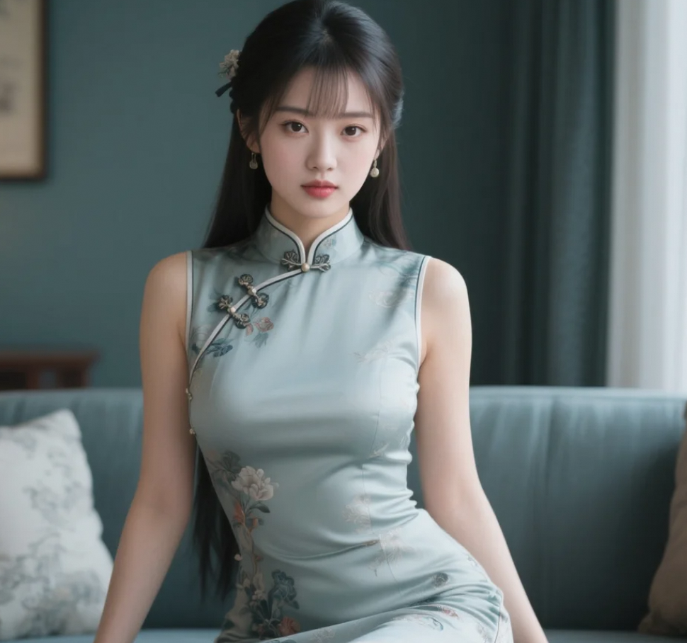 旗袍袅袅，裙摆轻摇，走进一幅旧年画卷