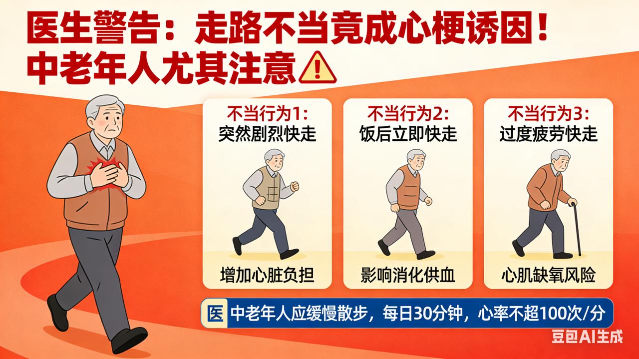医生警告：走路不当竟成心梗诱因！中老年人尤其注意心梗是走路走出来的！医生怒吼