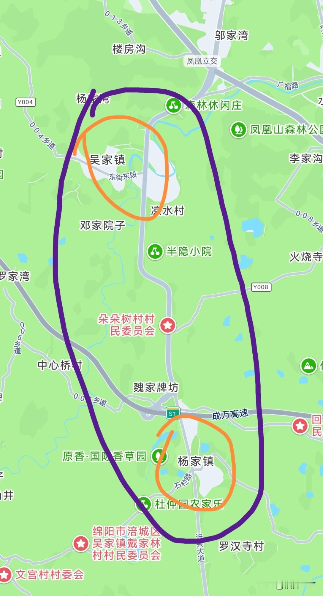绵阳涪城区的吴家镇与杨家镇相隔挺近的，实际上可以学习青义镇将龙门和金家找合并成一