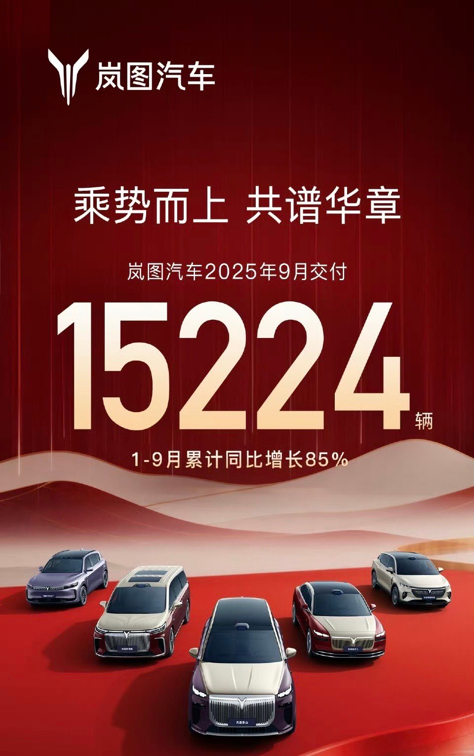 岚图汽车9月交付15224台比上个月又有进步[doge]岚图今年以来的今年以来