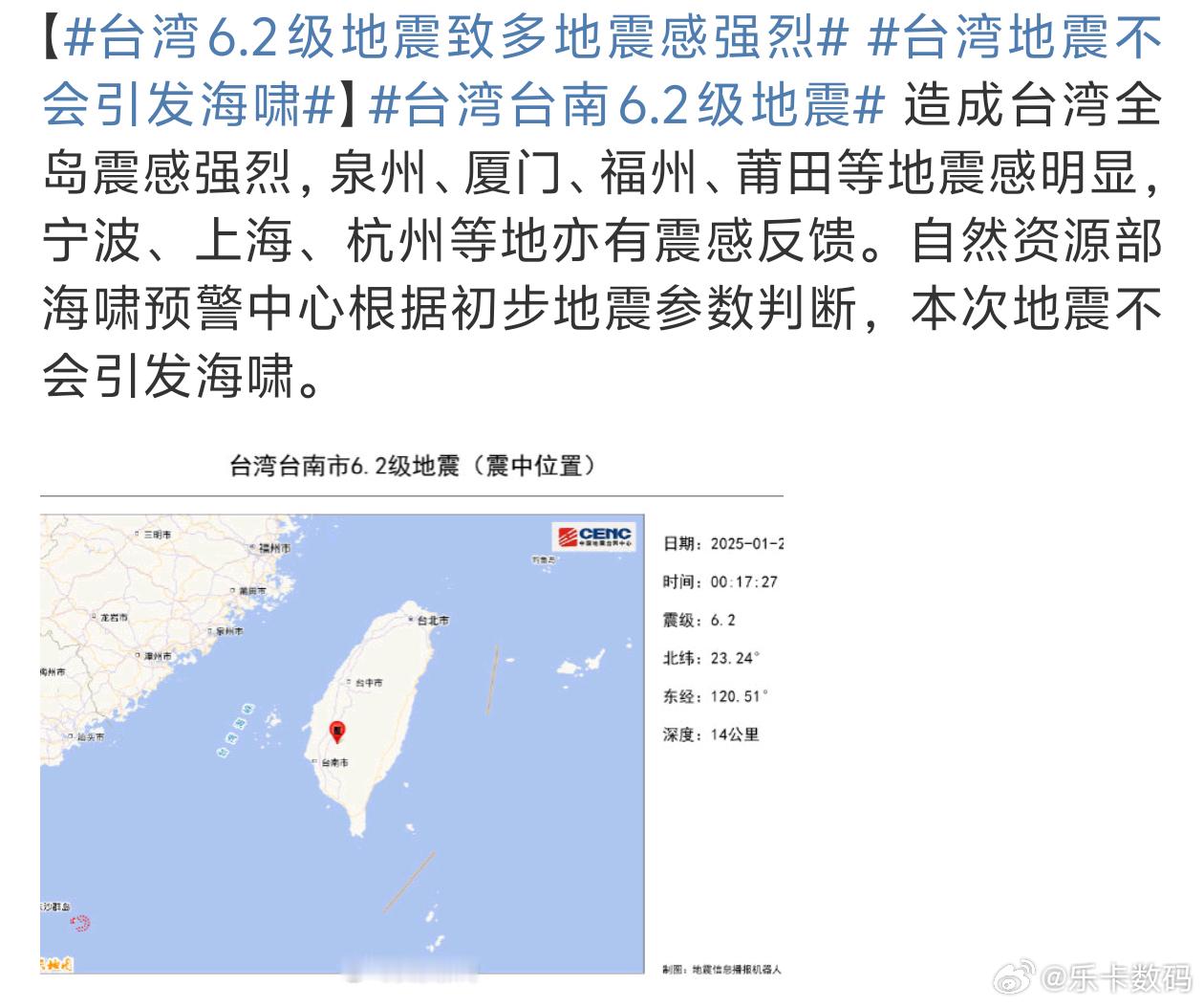 台湾台南6.2级地震厦门表示已经习惯了[吃瓜]