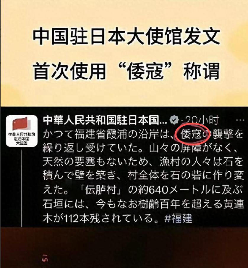 中国驻日大使发文称日本为“倭寇”，日本破防了！“倭寇”二字既精准又犀利地揭开