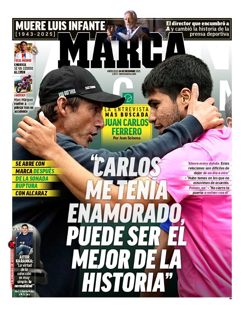 费雷罗接受马卡报采访，谈到未来仍有可能和阿卡再续师徒前缘：“从卡洛斯的处境来看，