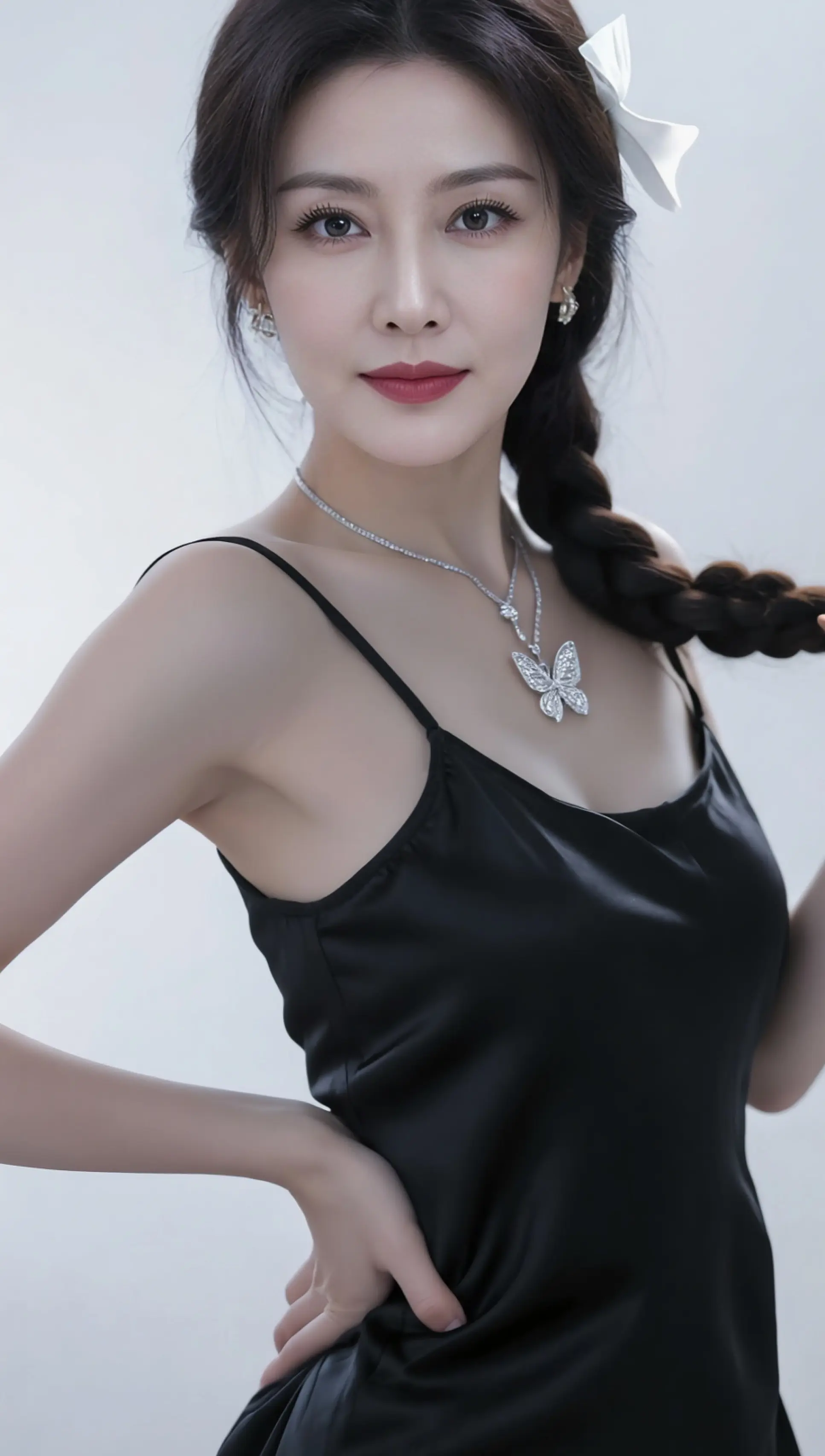 AI蝴蝶结黑裙写真 随变ai随便玩