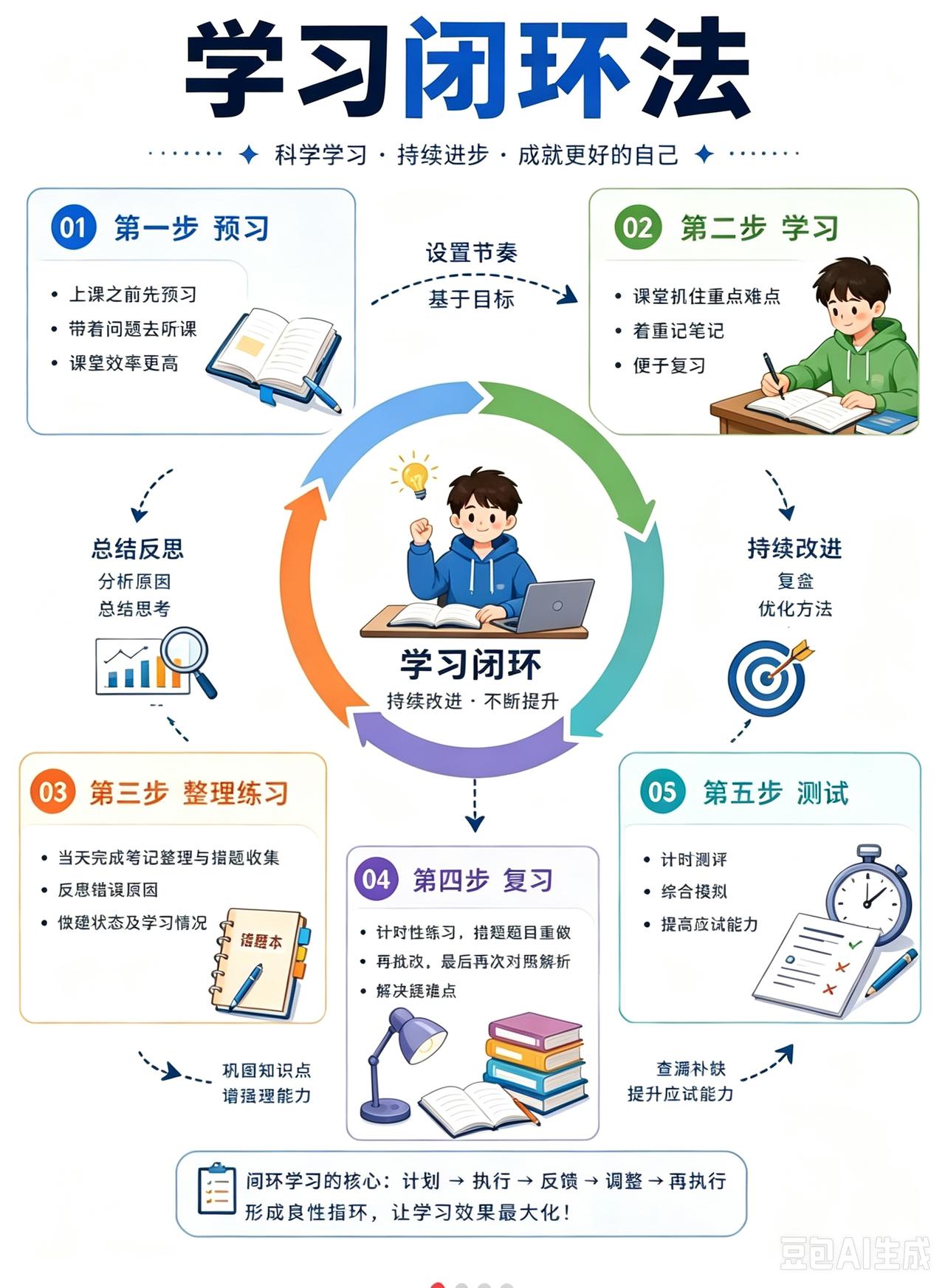 标题：真正拉开初中生差距的，不是智商，是学习闭环思维🔥普通学生：听课→写