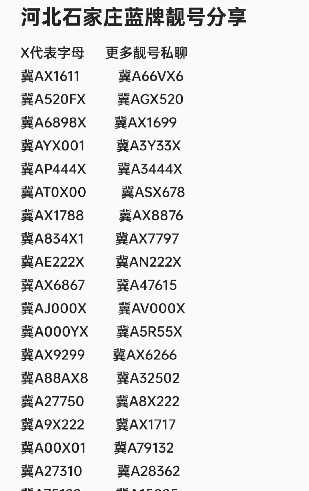 石家庄蓝牌好号码！车牌靓号车牌选号新车上牌车牌上牌标志车牌号靓号