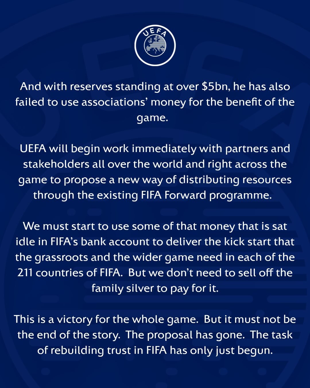 因凡蒂诺在FIFA陷入孤立🛑欧足联再度发声，支持国际足联撤回出售世界杯股份