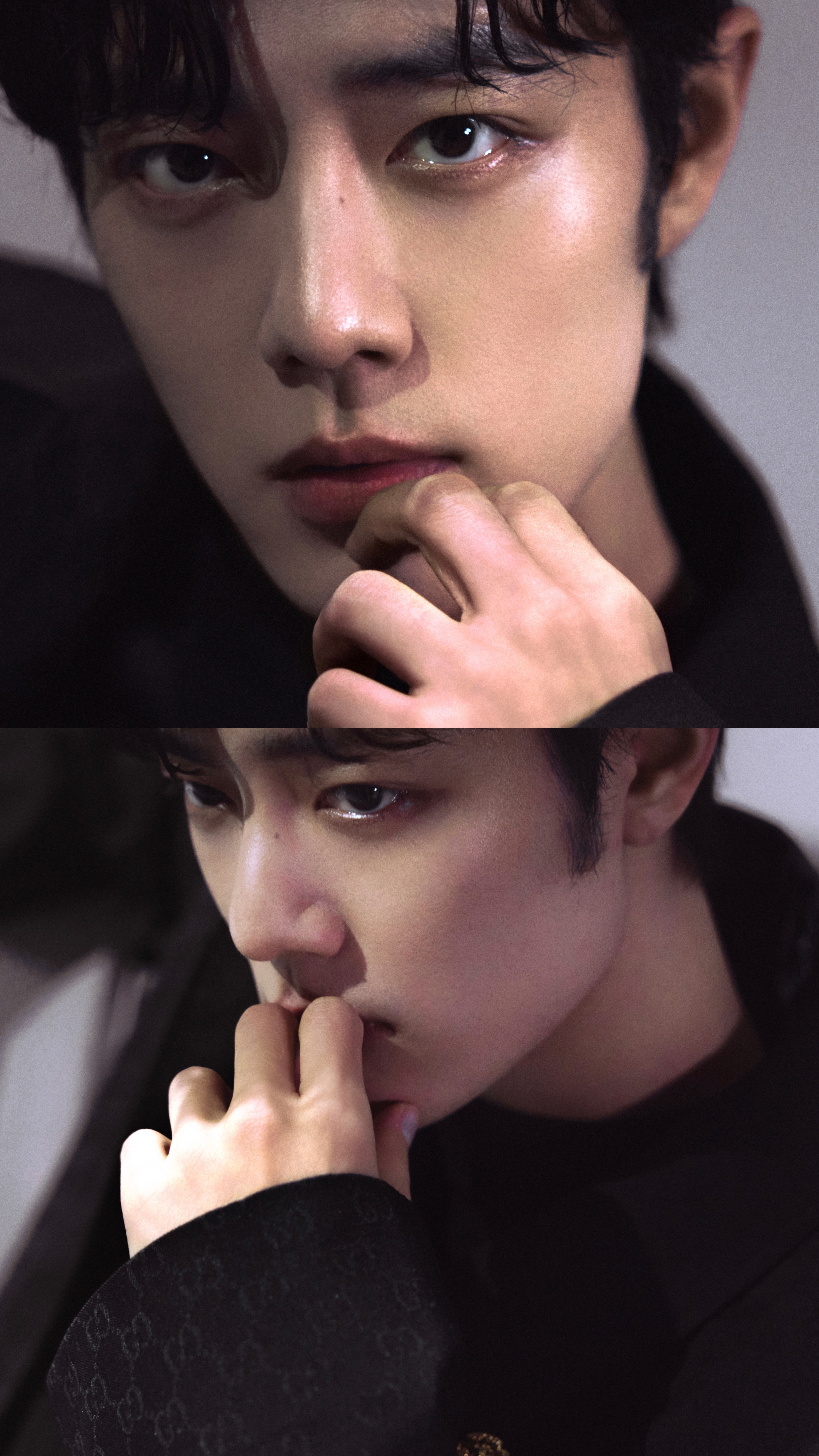 暗夜贵公子，侧颜即是诗篇。帅！肖战连体t恤◎肖战