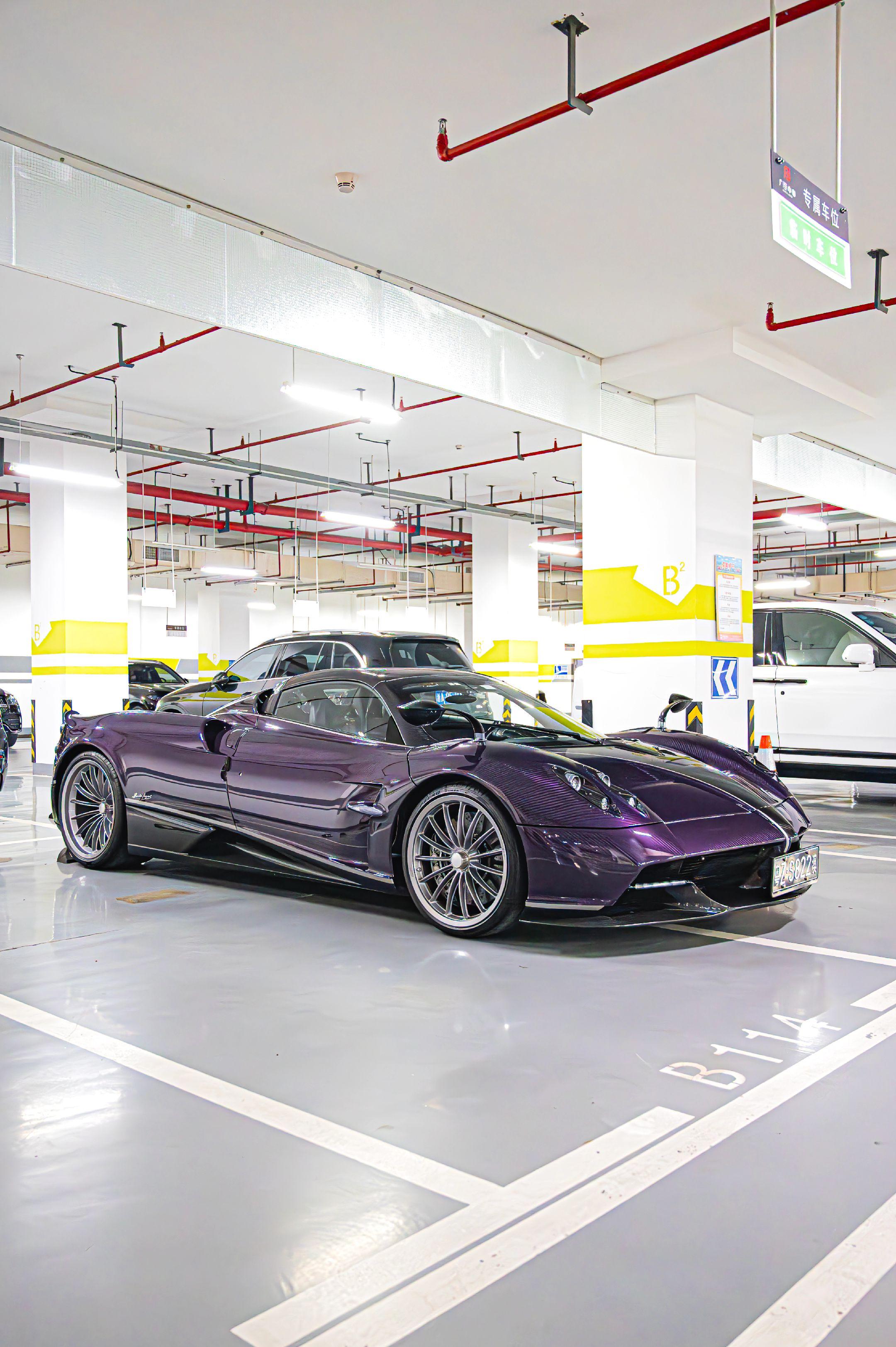 杭州地库的帕加尼Huayra.编号76099，紫碳真的太完美了