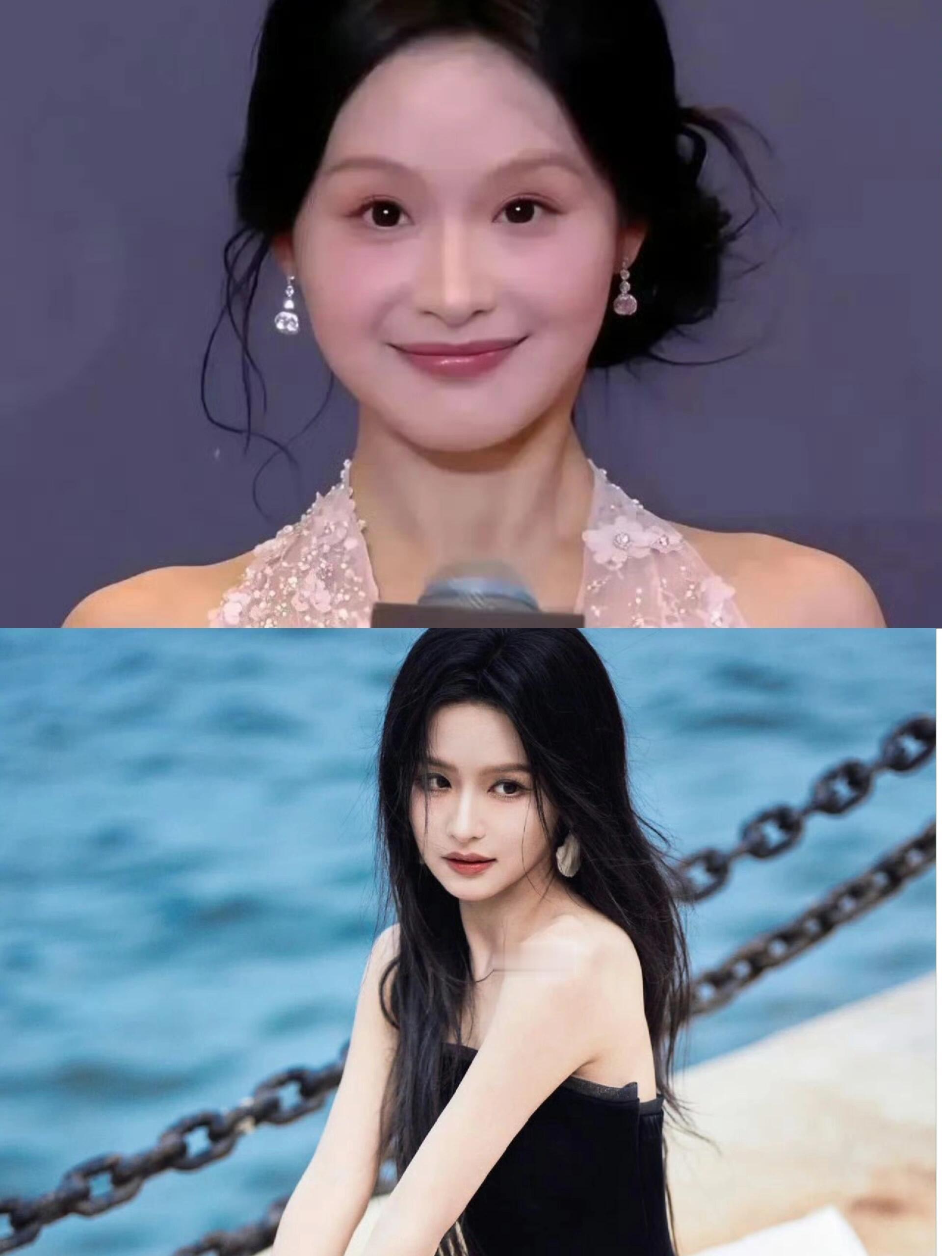 余茵两次红毯状态对比脸部状态较上次有很大提升，恨天高也藏进了长裙里，确认美了好多