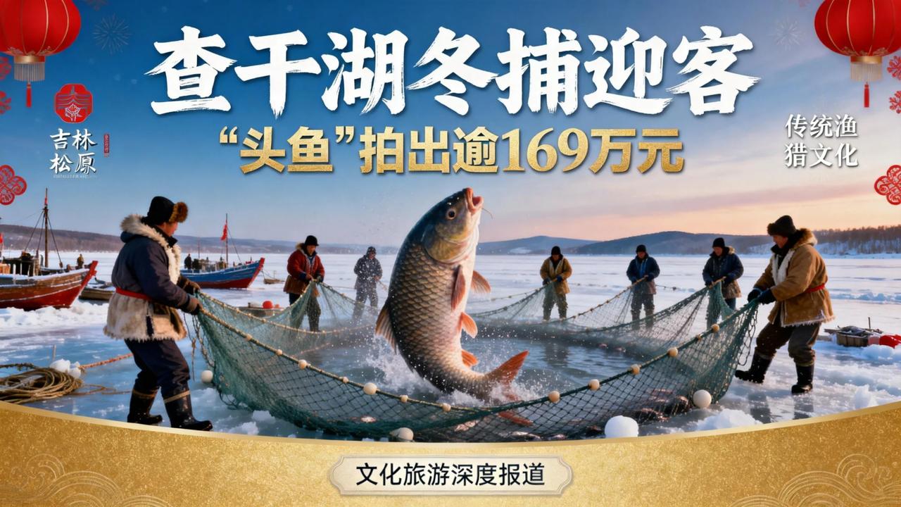 169万成交！查干湖头鱼拍出新纪录！冰层之上，竞拍声此起彼伏，38斤重的查干