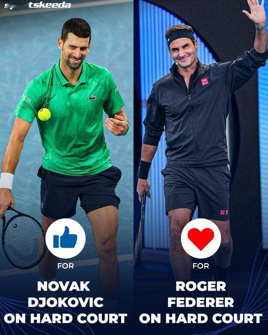 费德勒和德约科维奇硬地到底谁更强？已知硬地大满贯：费德勒11个，德约14个硬