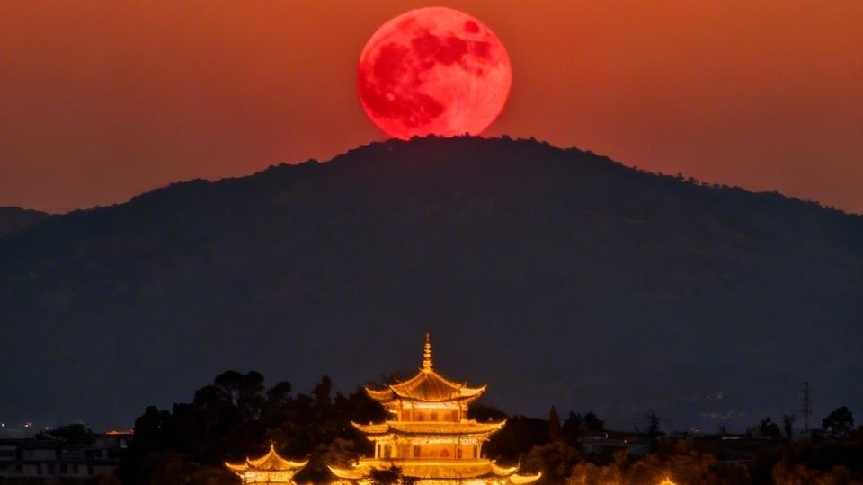 🔥元宵夜的昆明！邂逅百年难遇的“红月东升”，昆明夜空将上演绝美天象！傍晚时分，