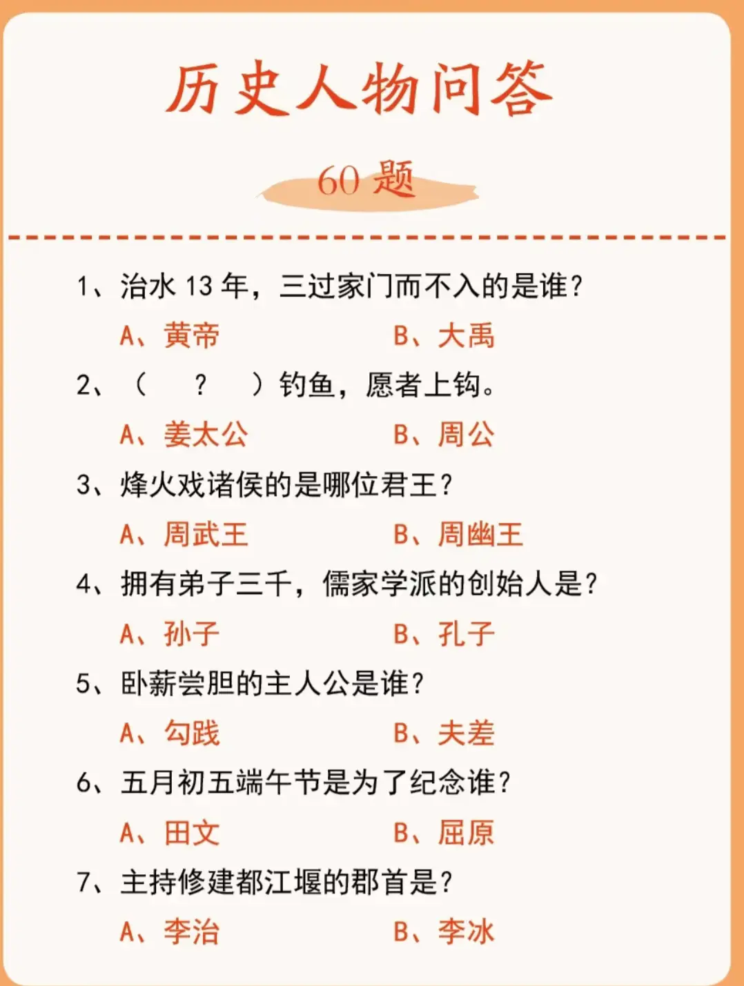 历史人物回头，全部都是易错题
