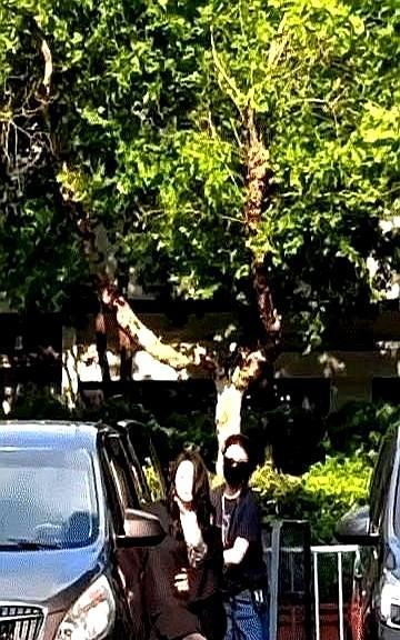 小个子一穿错，直接矮半头镜头里，何洁被西装吞到膝盖，裤管空得能再塞一条腿，观众