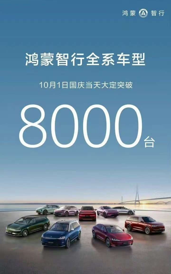 【2025国庆中秋假期第二天，鸿蒙智行全系车型大定累计突破13500台】鸿
