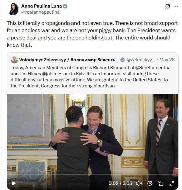 美议员回怼泽连斯基：我们不是你的提款机由于俄罗斯加大了对乌克兰的空袭力度，乌克