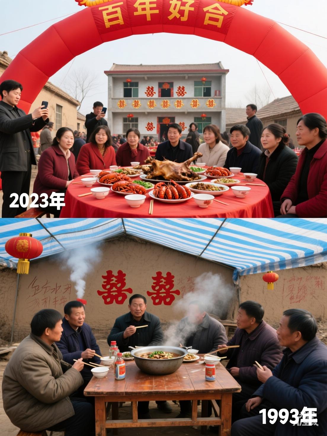 30年间的北方农村喜宴对比，虽然现在的饭菜佳肴比过去丰盛了，但味道似乎不如从前了