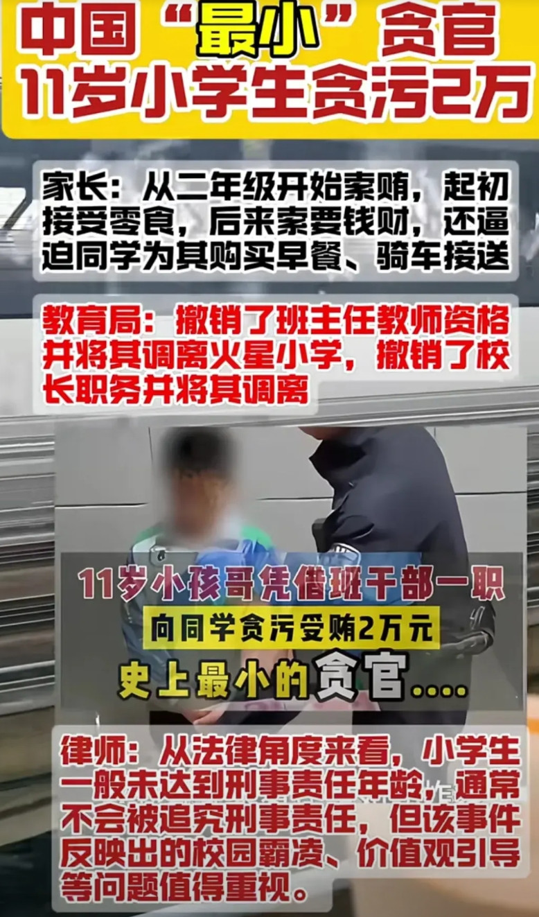 一个11岁小孩的巨大破坏力！班主任教师资格被撤销并调离该校，校长被撤销职务并被调