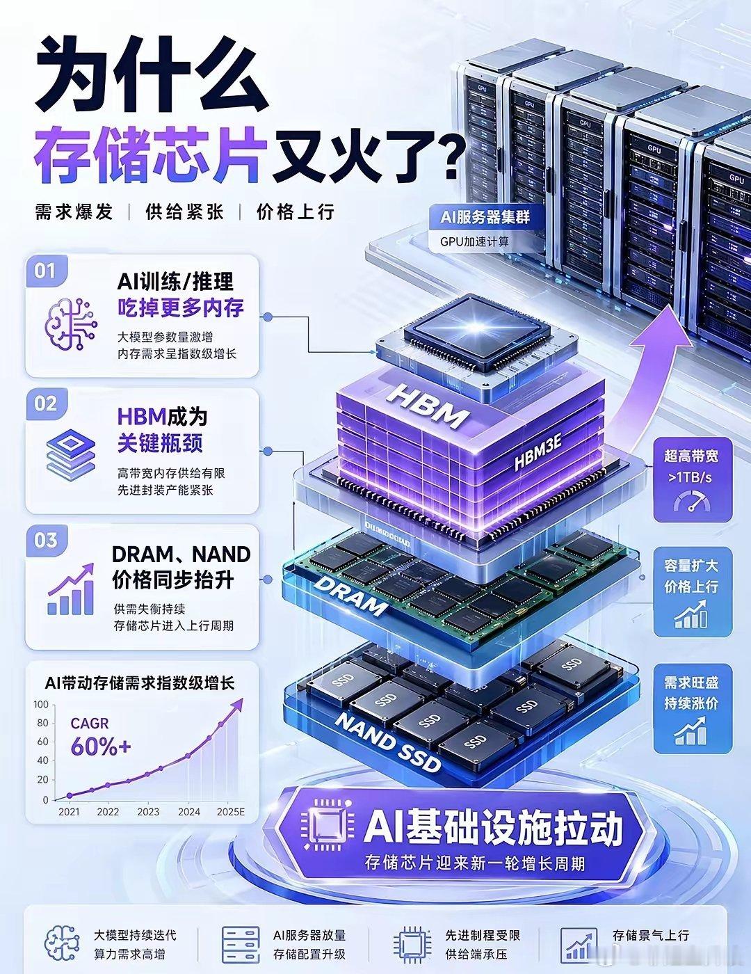 存储行情AI存力疯狂暴涨，5张图看懂存储🚀最近存储芯片热度爆表，但如果分