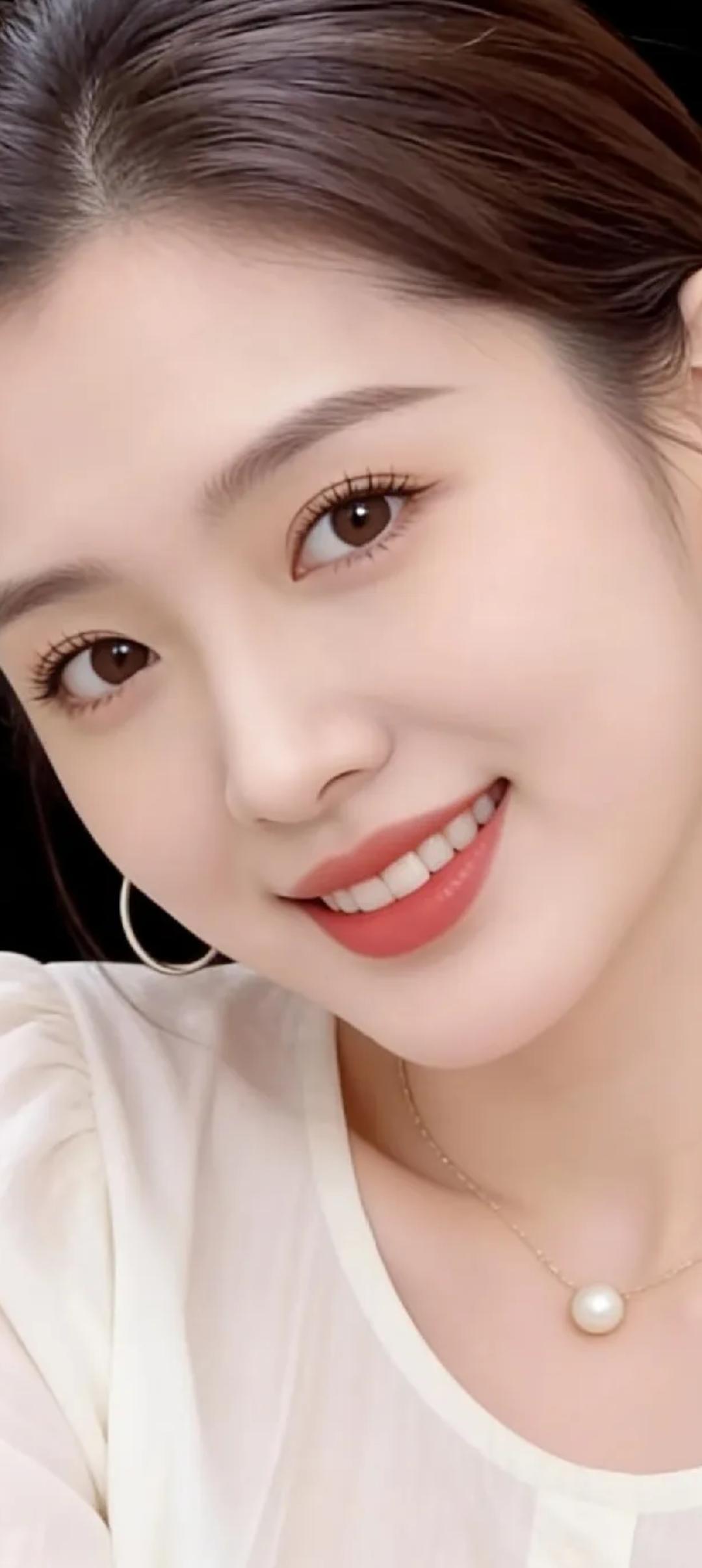 温柔微笑，珍珠项链，清新自然，元气满满！😊✨