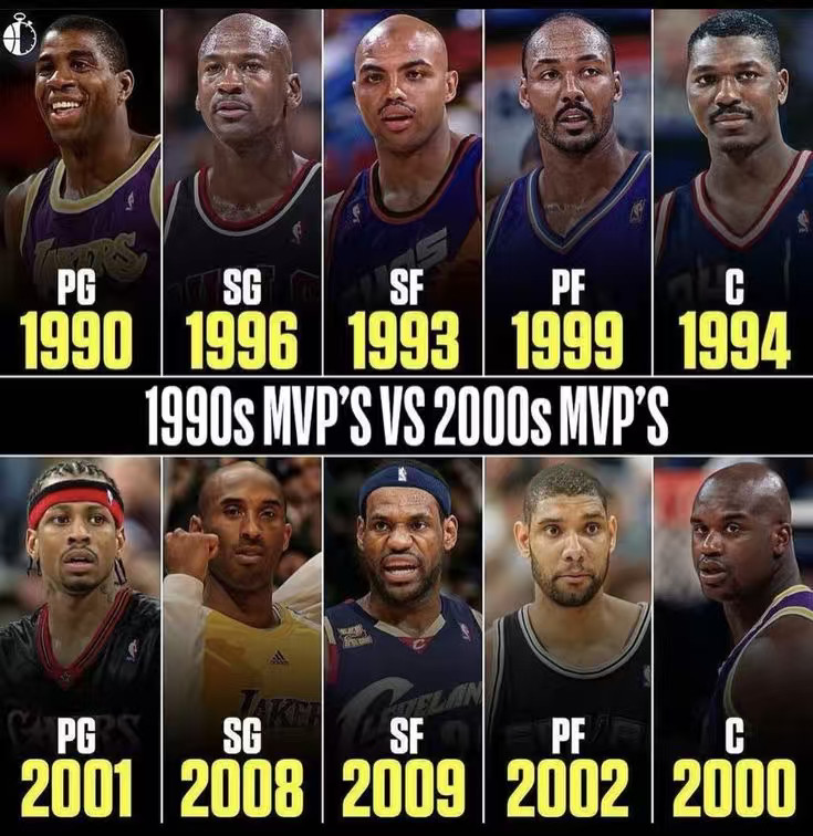 90年代的MVP和2000年代的MVP，我怎么感觉下面基本赢不了呢nba超季划我