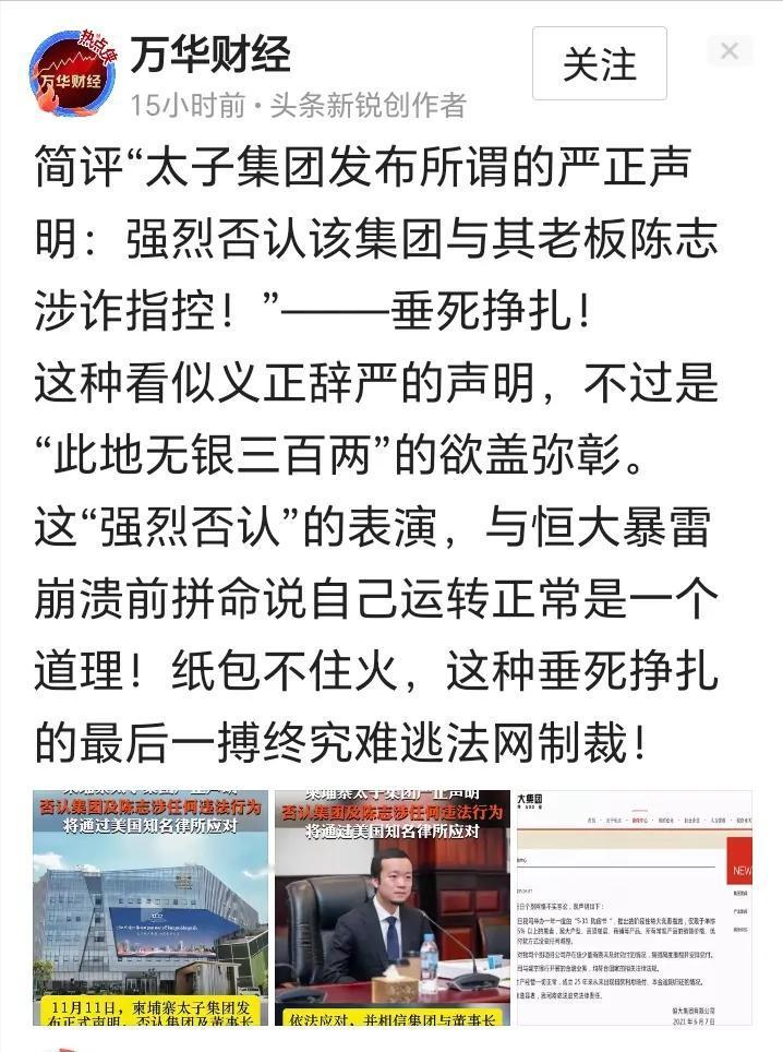 太子集团用中文发布严正声明，其真实目标并不是向美英韩等国家讨回公道。只能说太