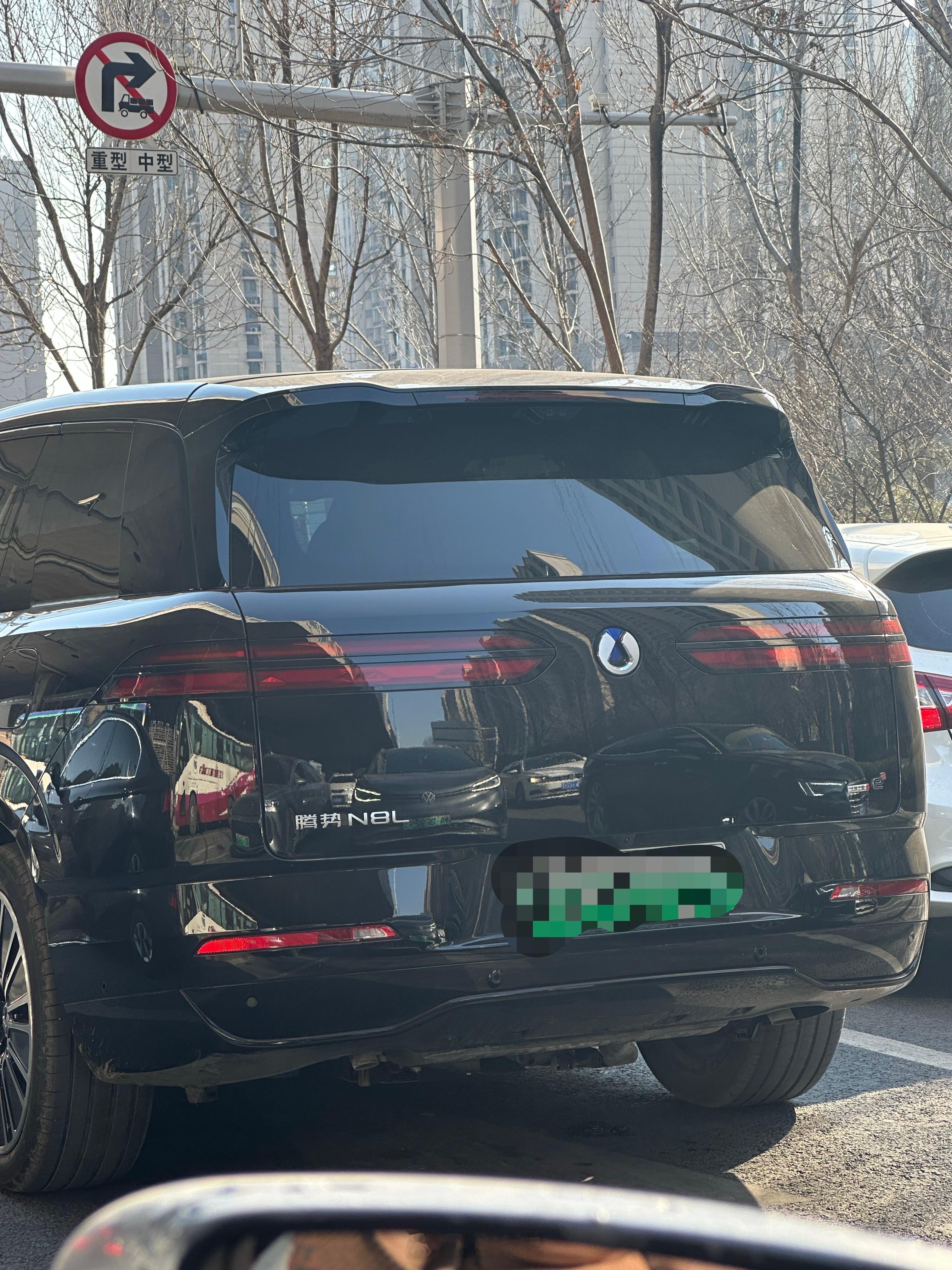 路上开腾势N8L的人越来越多了，见过好几次了