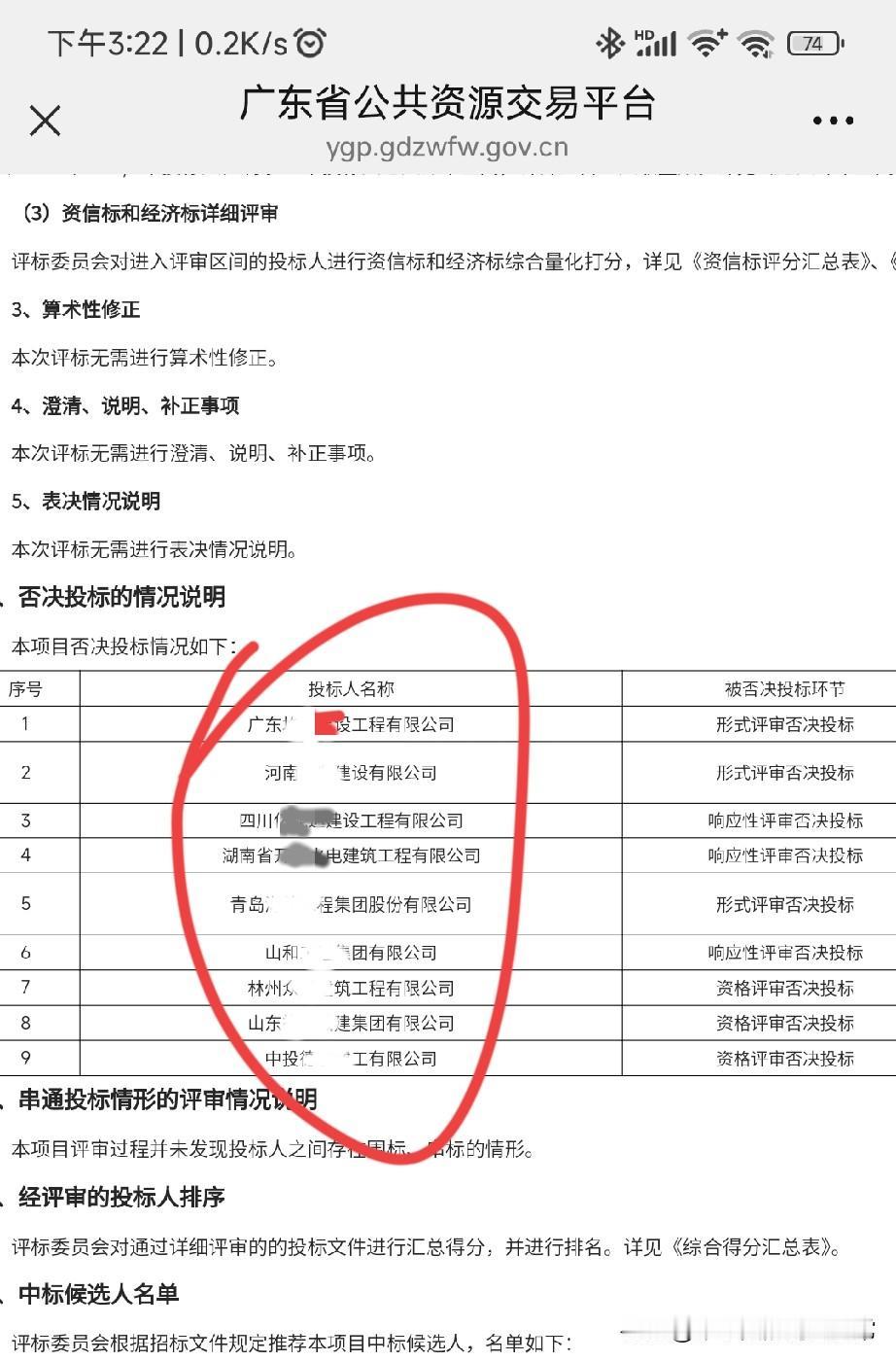 广东一工程9家投标企业集体翻车!是围标团灭了好家伙!广东一项目9家投标企业
