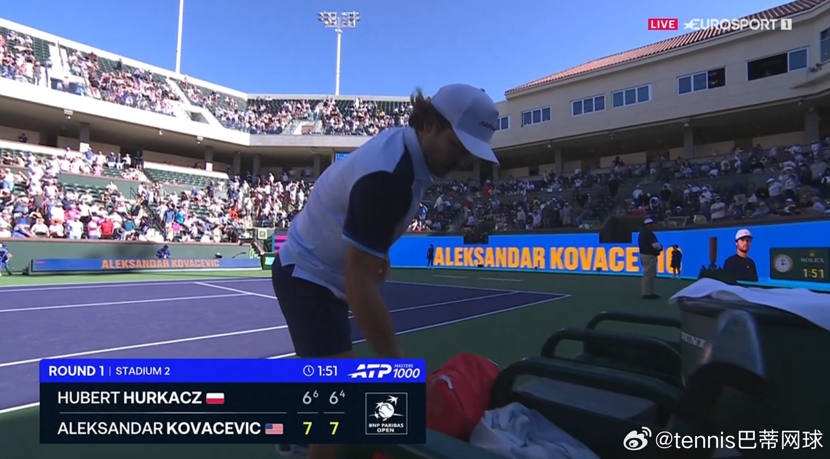 ATP大师赛正赛最长连败纪录（1990年创立以来）终结！胡尔卡奇🇵🇱不敌美