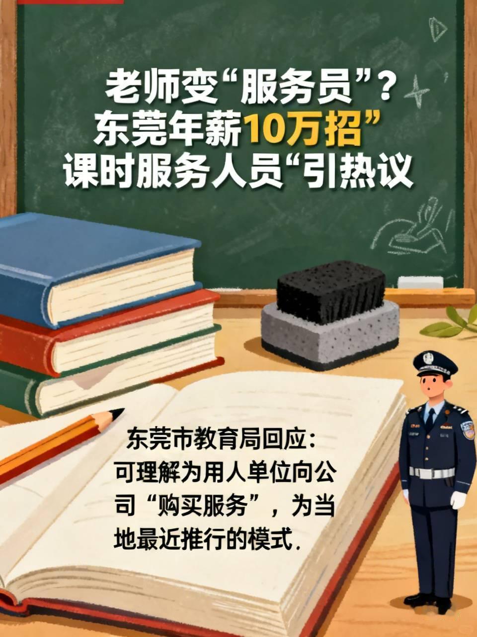 老师变“服务员”？东莞年薪10万招“课时服务人员”引热议近日，东莞一则招聘公