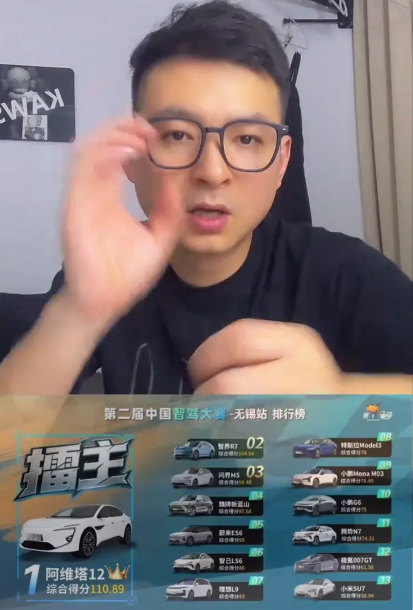 劲爆消息：小米SU7依旧稳定倒数第一。6月22号第二届中国自驾辅助驾驶大赛第十