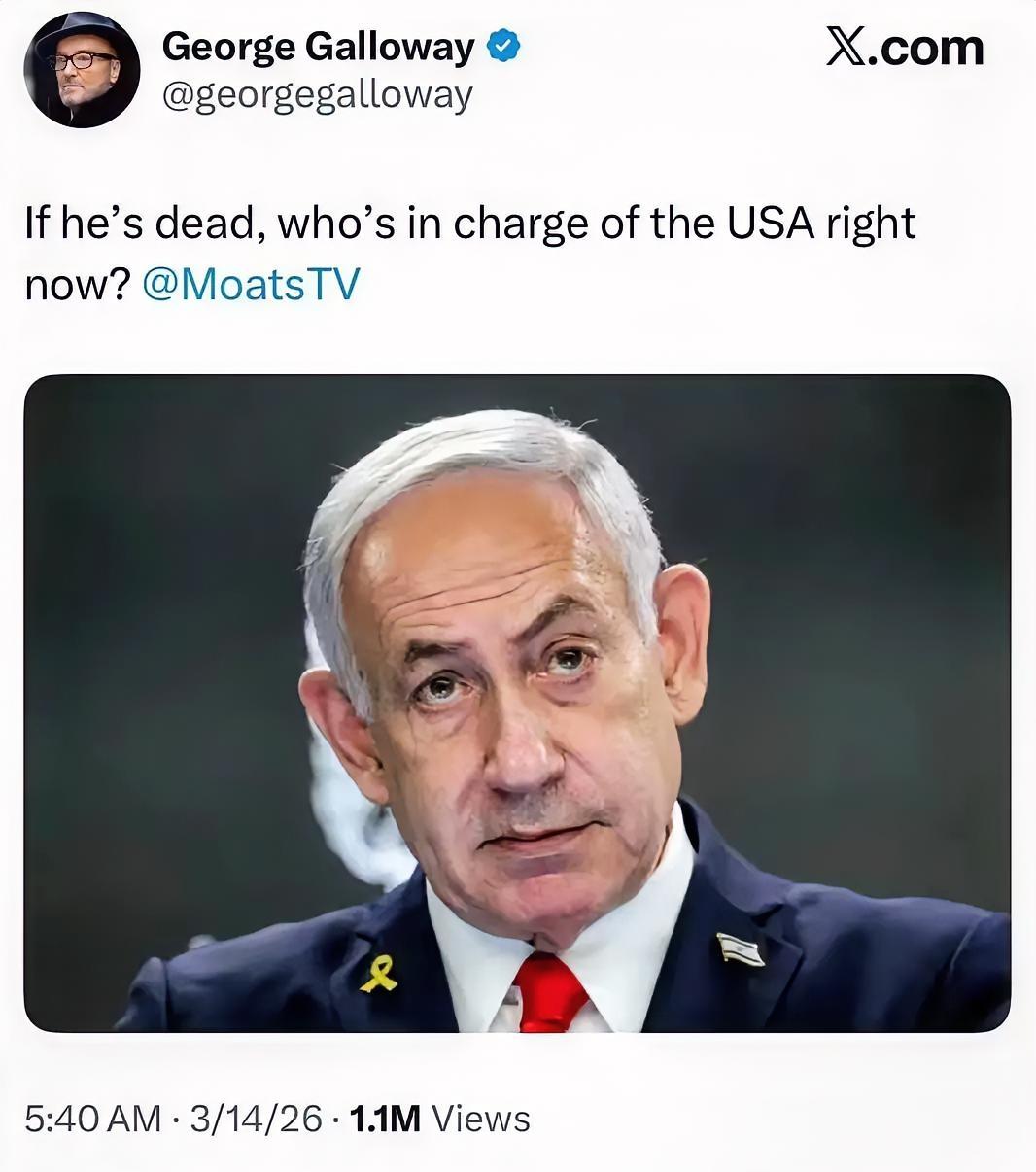 英国前议员乔治·加洛韦在X平台上发贴称：“如果他死了，现在谁来统治美国？”虽然是