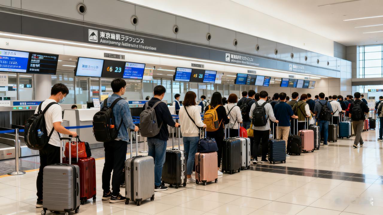 中日直飞航班满座中国游客扎堆日本机场返程近日，日本东京成田、大阪关西等核