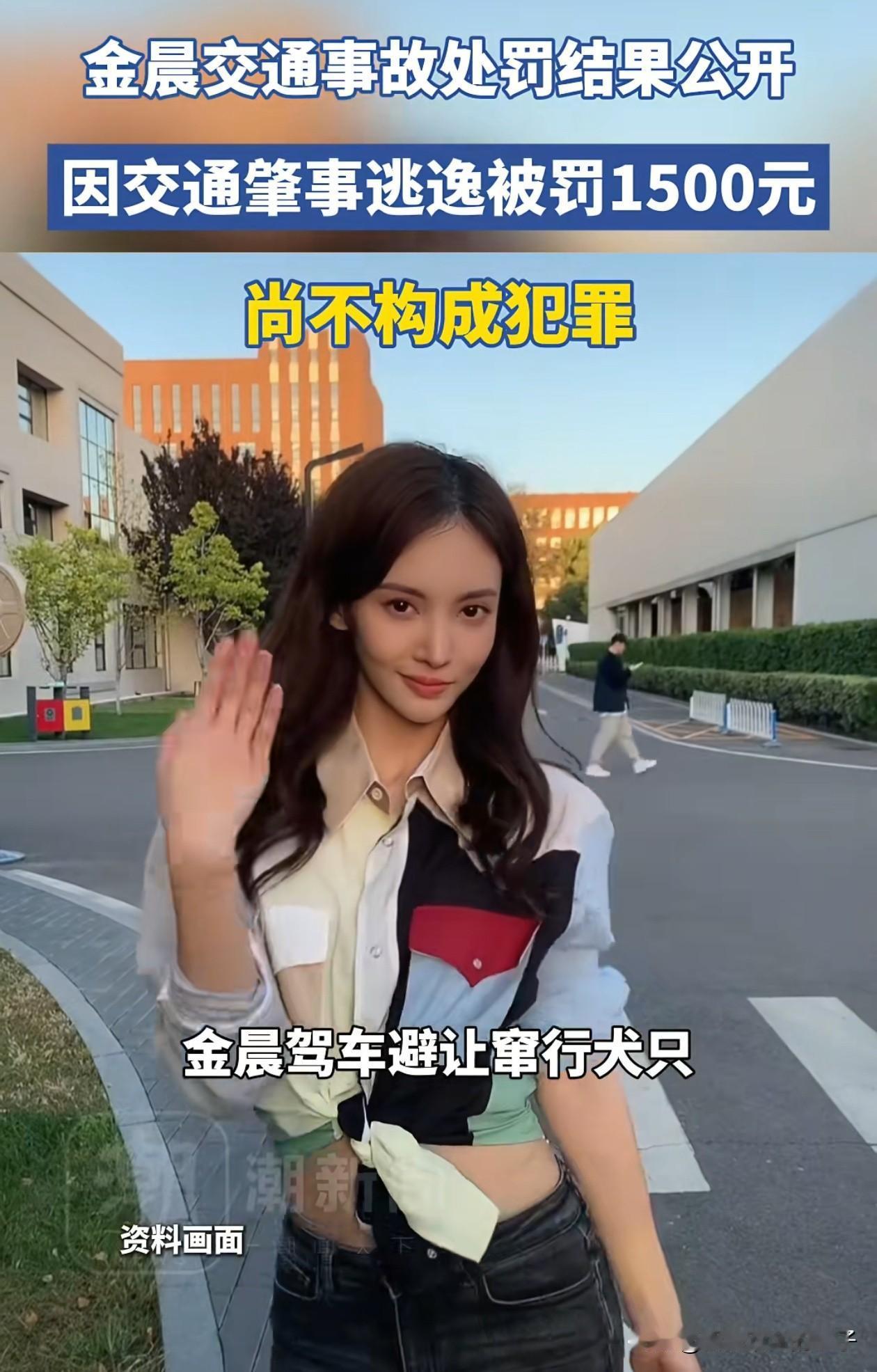 金晨处罚结果出来了，罚款1500元！对于处罚结果是否合理，可以参考同类型案例