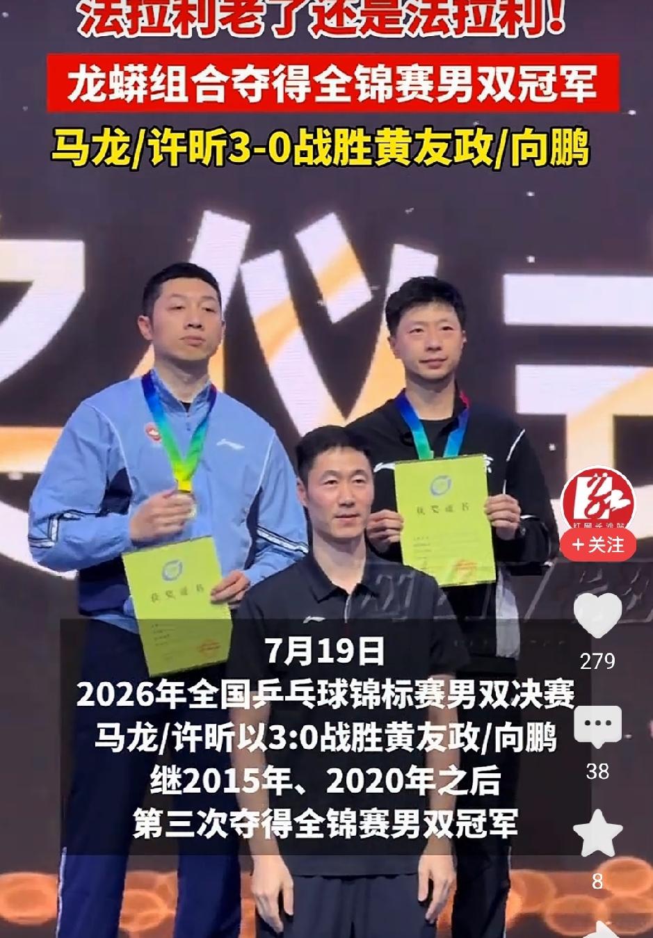 马龙许昕又夺冠了，最尴尬的不是输掉决赛的向鹏和黄友政，而是那些被捧上天的现