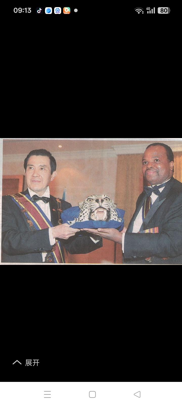 马英九不知道砸进去多少新台币，才换取了这个豹头。非洲最黑暗的君主国，45%的艾