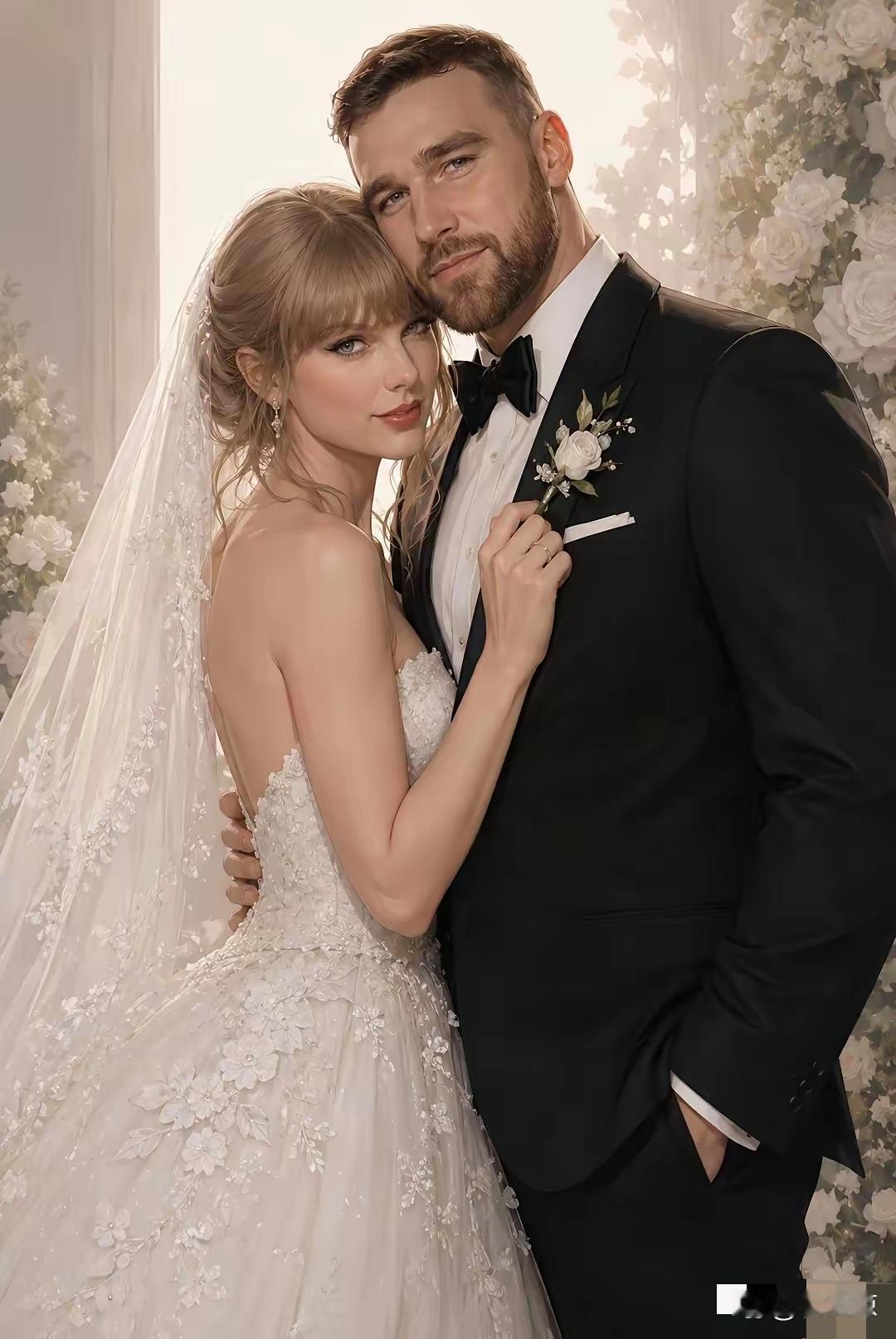 霉霉结婚照真好看迪奥手工高定婚纱衬得身姿温婉如同温润无瑕的白瓷，场地安保严控影像